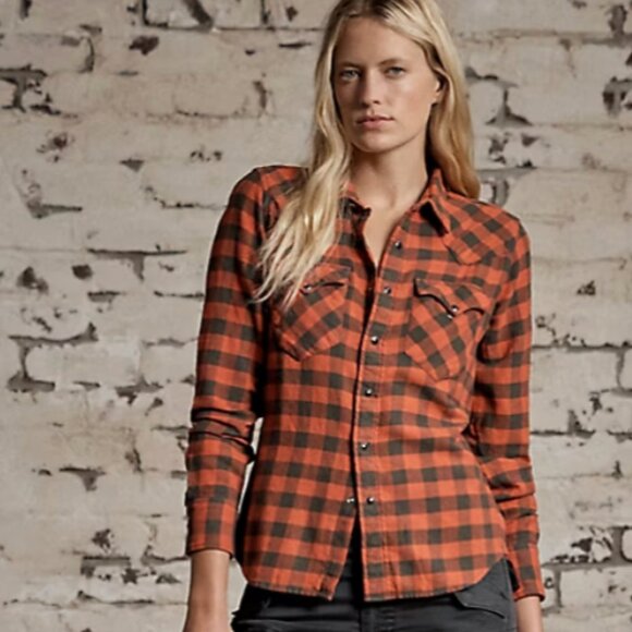 RRL Plaid Cotton Western Shirt - Picture 5 of 16